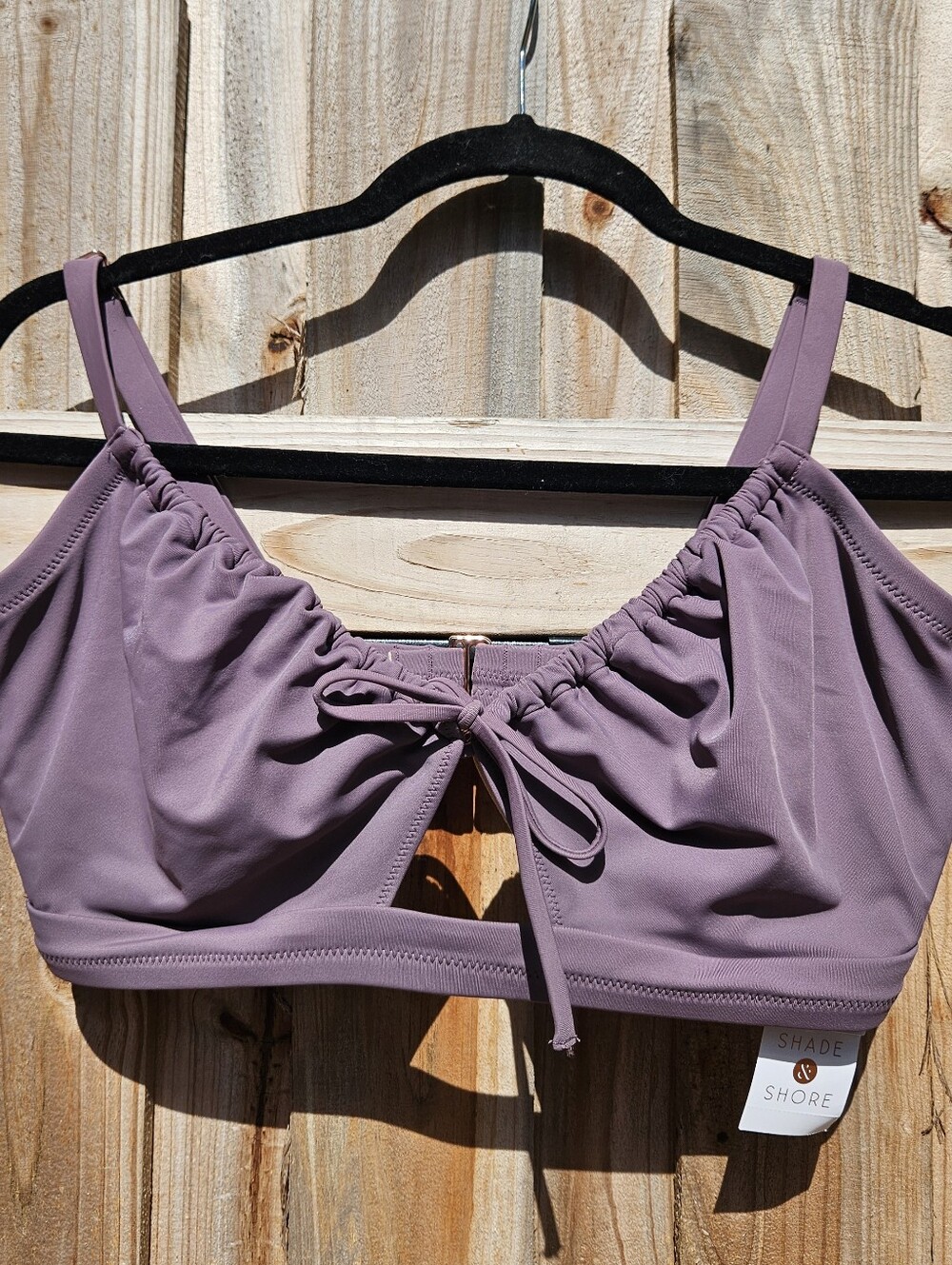 Shade & Shore Women's Tunneled Tie-Front Bikini Top Dusk Purple 38dd‎
